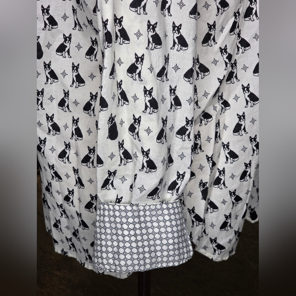 Talbots XL Dog Print Button Front Cotton Blouse Preppy Casual Shirt - Picture 6 of 10